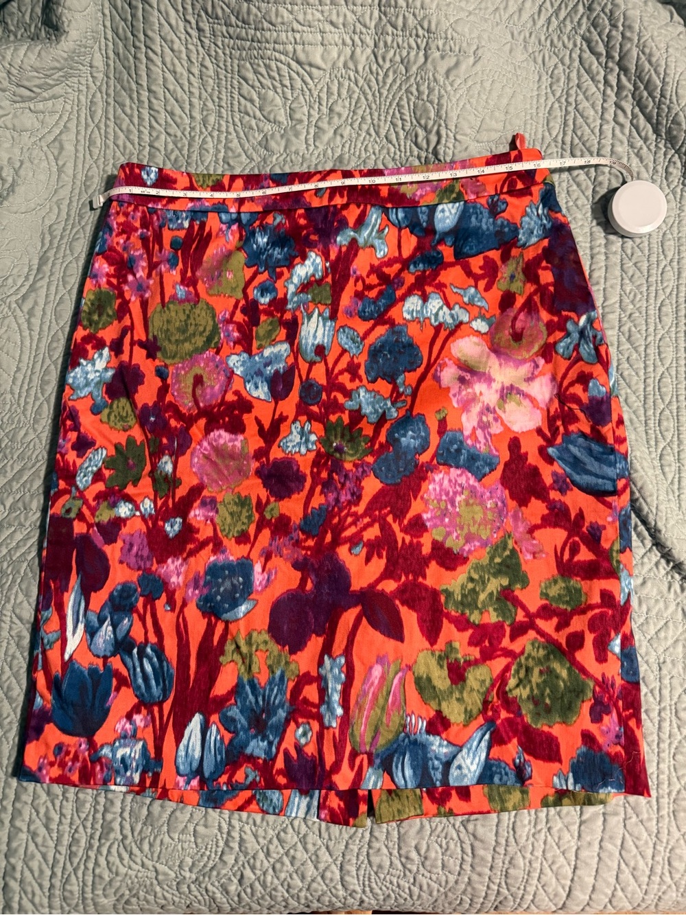 J. Crew Red Floral Pencil Skirt with Multicolor Botanicals